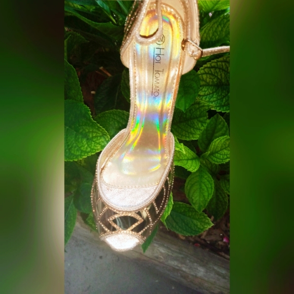 Gold Rhinestone Heels - Picture 1 of 5